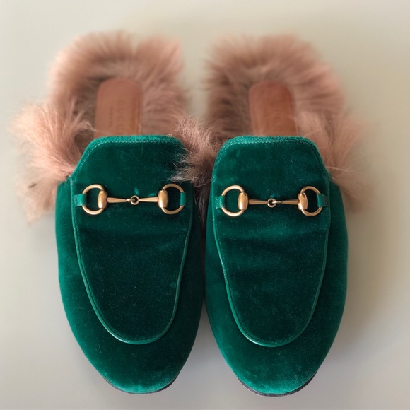 green gucci mules